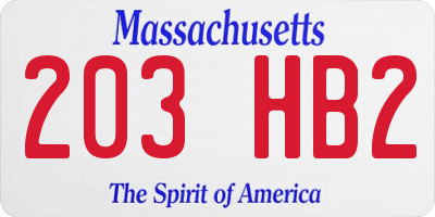 MA license plate 203HB2