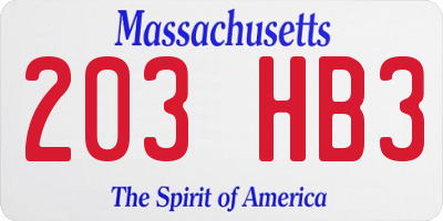 MA license plate 203HB3