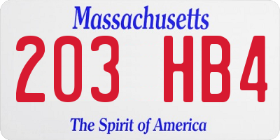 MA license plate 203HB4