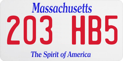 MA license plate 203HB5