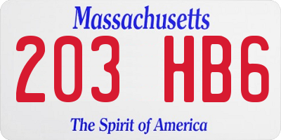 MA license plate 203HB6