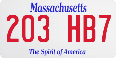 MA license plate 203HB7