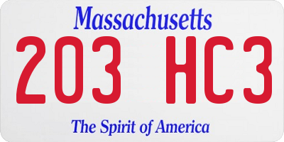 MA license plate 203HC3