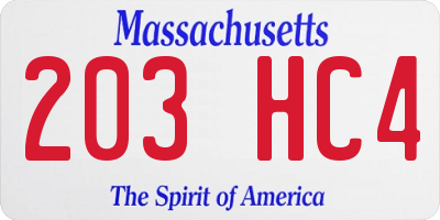 MA license plate 203HC4