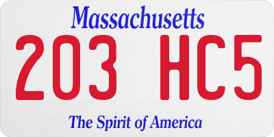 MA license plate 203HC5