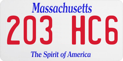 MA license plate 203HC6