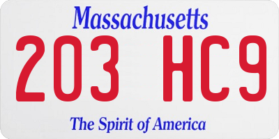 MA license plate 203HC9