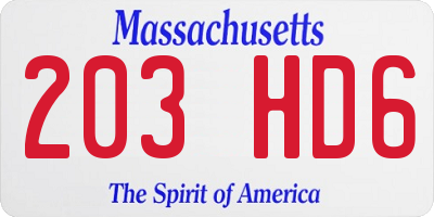 MA license plate 203HD6