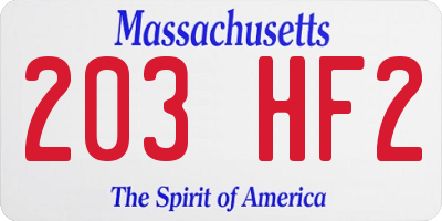 MA license plate 203HF2