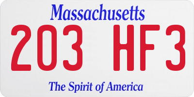MA license plate 203HF3