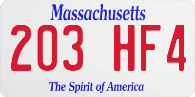 MA license plate 203HF4