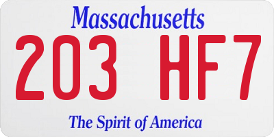 MA license plate 203HF7