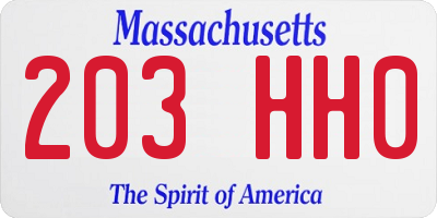 MA license plate 203HH0