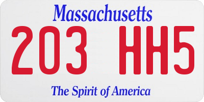 MA license plate 203HH5