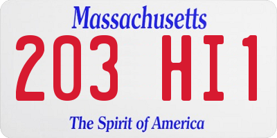 MA license plate 203HI1