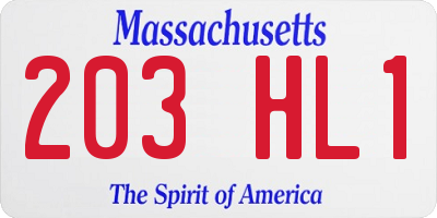 MA license plate 203HL1