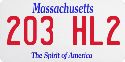 MA license plate 203HL2