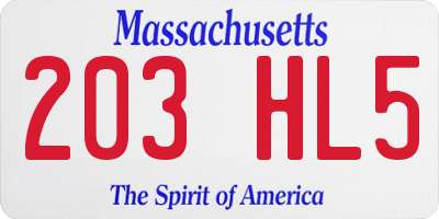 MA license plate 203HL5