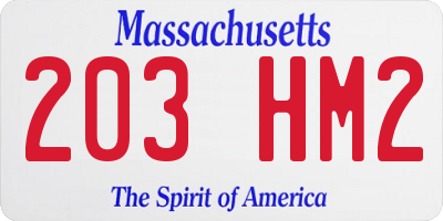 MA license plate 203HM2
