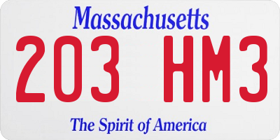 MA license plate 203HM3