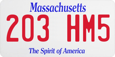 MA license plate 203HM5