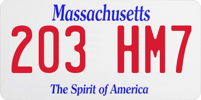 MA license plate 203HM7