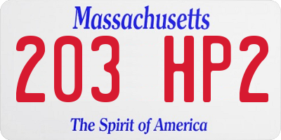MA license plate 203HP2