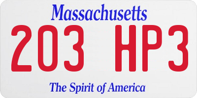 MA license plate 203HP3