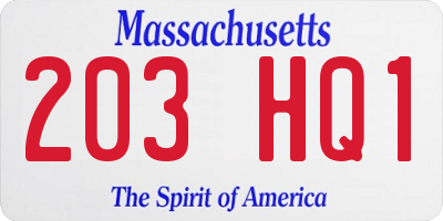 MA license plate 203HQ1