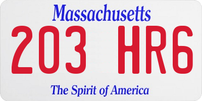 MA license plate 203HR6