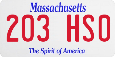 MA license plate 203HS0