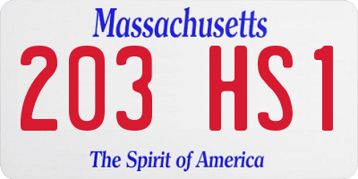 MA license plate 203HS1