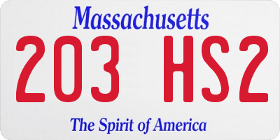 MA license plate 203HS2
