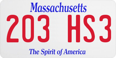 MA license plate 203HS3