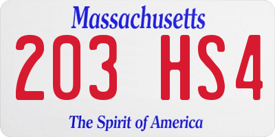 MA license plate 203HS4
