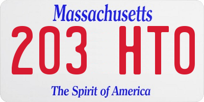 MA license plate 203HT0