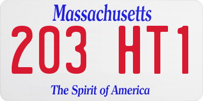 MA license plate 203HT1