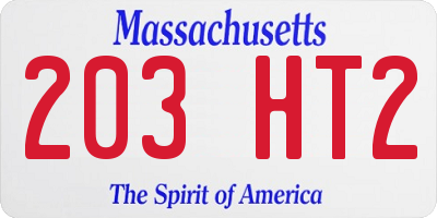 MA license plate 203HT2
