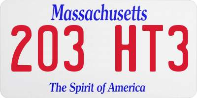 MA license plate 203HT3