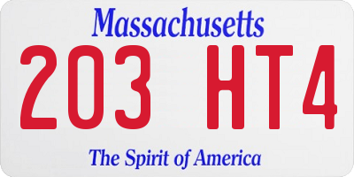 MA license plate 203HT4