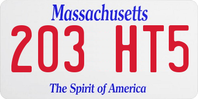 MA license plate 203HT5