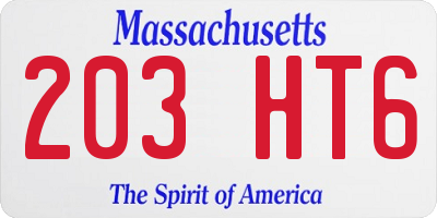 MA license plate 203HT6