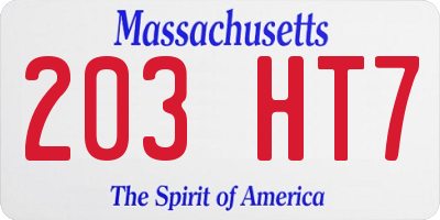 MA license plate 203HT7
