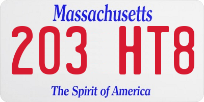MA license plate 203HT8