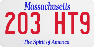 MA license plate 203HT9