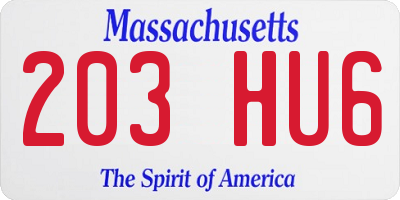 MA license plate 203HU6