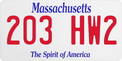 MA license plate 203HW2