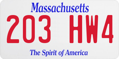 MA license plate 203HW4