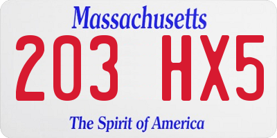 MA license plate 203HX5