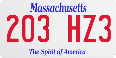 MA license plate 203HZ3